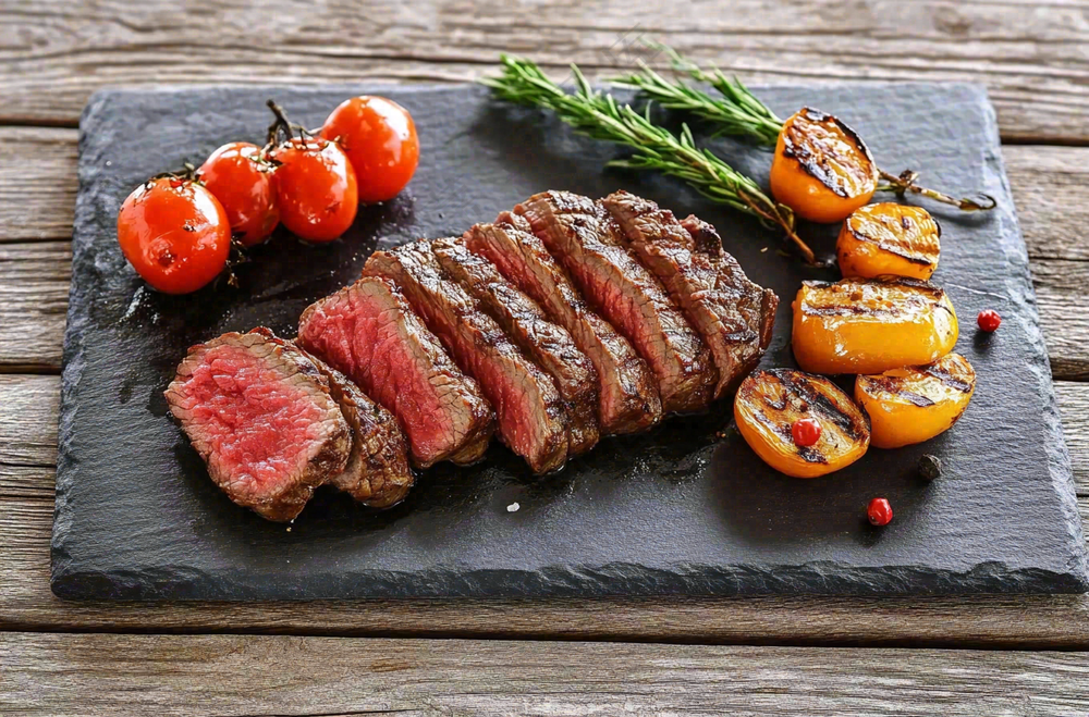 美味的煎牛排牛肉番茄土豆西餐美食摄影图