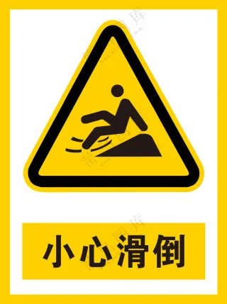 小心滑倒警示标识