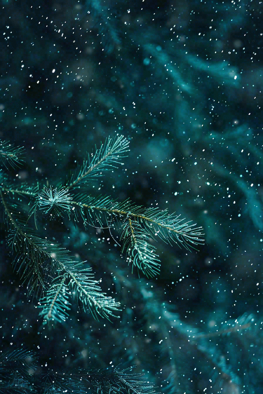 冬天森林里的松针树寒冷霜降摄影图