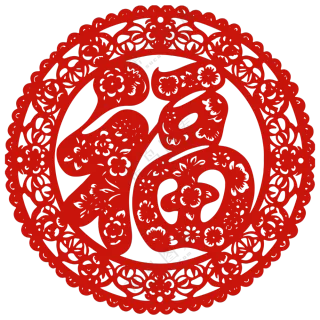 中国风剪纸福字窗花透明png免抠元素(4)