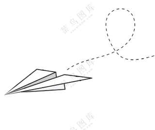 拖着虚线的纸飞机元素免抠图片素材