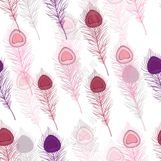 无缝拼接心形元素羽毛图案免抠素材