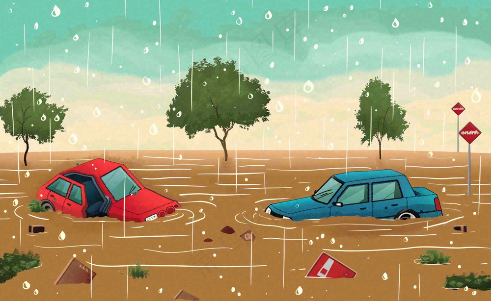 洪水自然灾害防洪预警摄影图