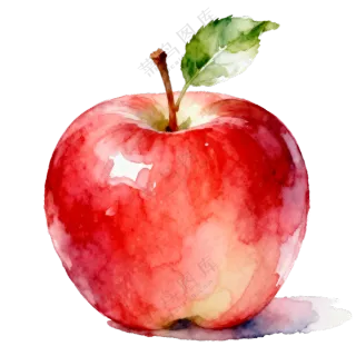 苹果水彩画风格矢量图