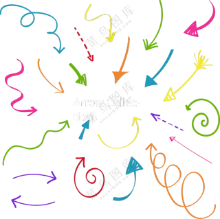 多彩手绘效果箭头元素免抠图片素材