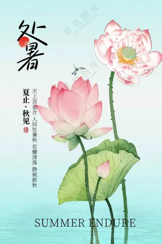 清新处暑节气传统活动宣传海报