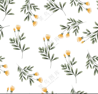 绿叶黄色花朵装饰图案免抠图片素材