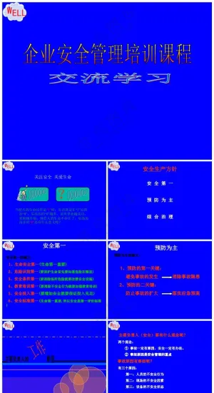 蓝色职场风企业安全管理人员安全生产管理培训PPT课件预览图