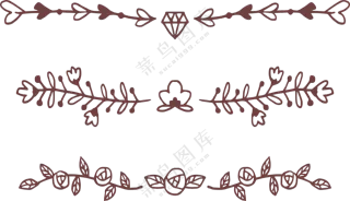 钻石花朵等图案手绘分割线PNG素材