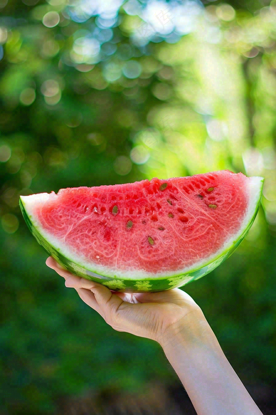 夏日解暑西瓜手握西瓜清凉夏至大暑处暑摄影图