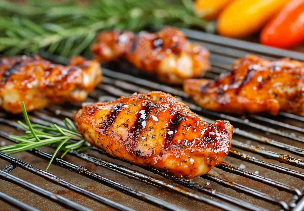 烤鸡鸡翅鸡腿美味美食摄影图