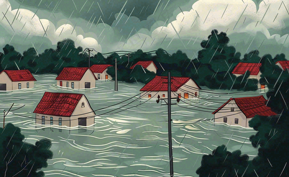 洪水自然灾害防洪预警摄影图