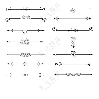 心形与箭头等元素的分割线免抠图片