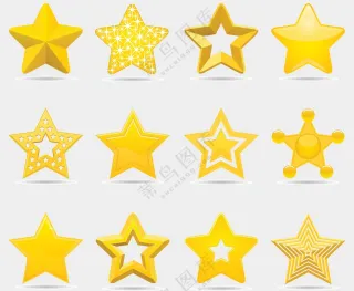金色五角星矢量素材