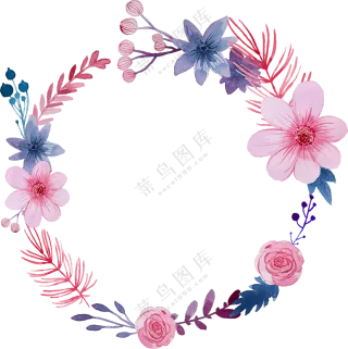 圆形植物藤蔓花朵边框创意免抠图片