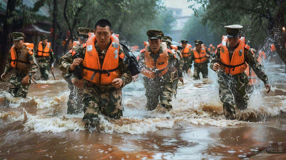 洪水自然灾害防洪预警摄影图