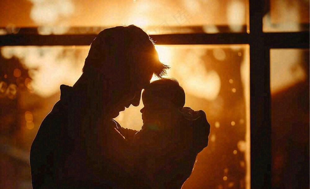 父亲节爸爸和孩子剪影亲情摄影图