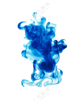蓝色墨水四方扩散效果免抠图片素材