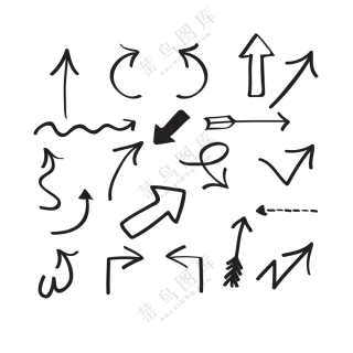 多种样式黑白箭头元素免抠图片素材
