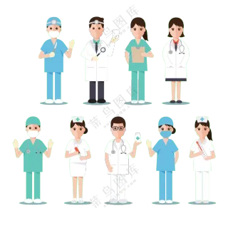 不同服饰手势的医务工作者免抠图片