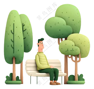 公园长椅上放松的男人