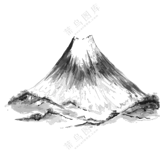 黑白手绘水墨呈现的山创意免抠图片