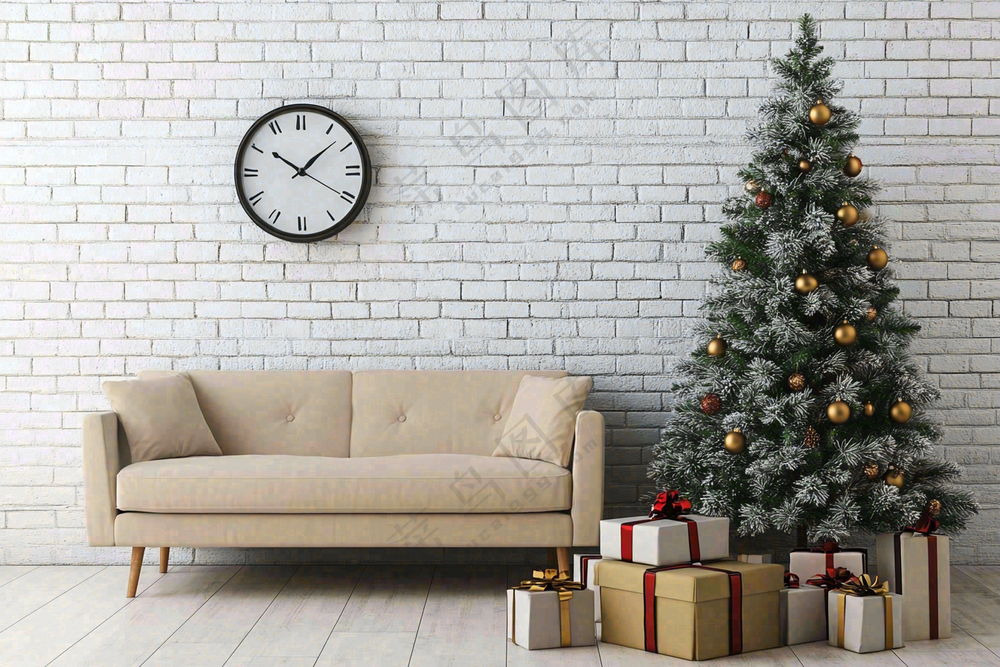 圣诞节室内装饰节日氛围摄影图