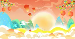 中式国风国潮水墨山水背景