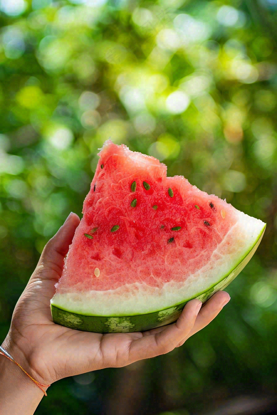 夏日解暑西瓜手握西瓜清凉夏至大暑处暑摄影图