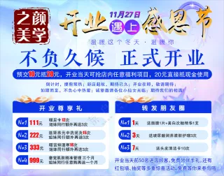 蓝紫色系开业海报