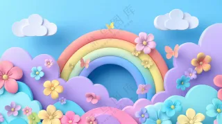 立体彩虹云朵图片