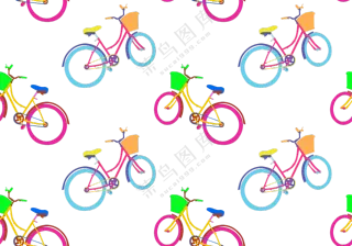 多彩的自行车无缝拼接图案免抠图片