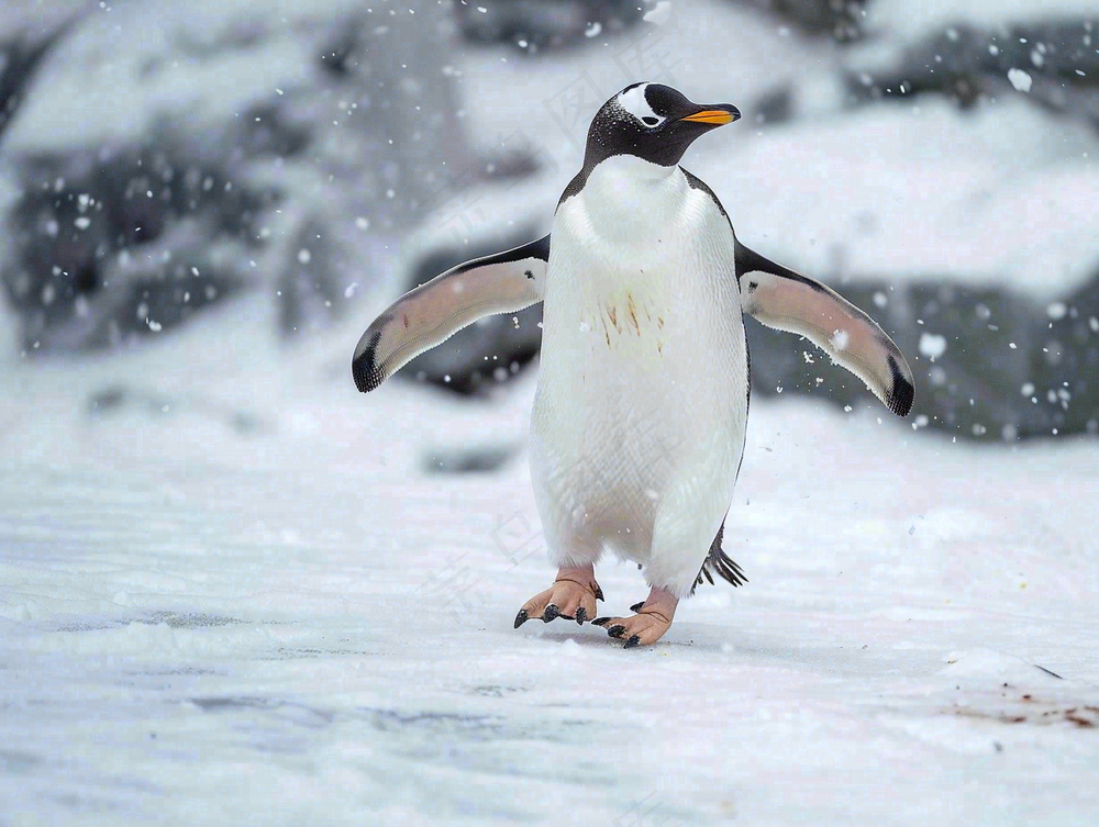 冰雪天地的企鹅寒冷动物摄影图