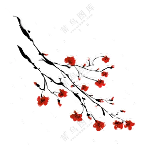 冬天雪中的红梅花装饰元素免抠图片