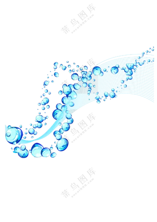 蓝色的泡泡与波形曲线创意免抠图片