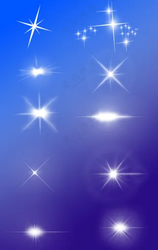 蓝色梦幻闪烁星星光芒元素大合集