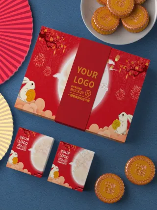 中秋节包装礼盒psd样机002