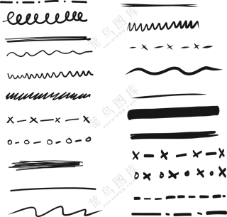 手绘效果的黑白分割线免抠图片素材