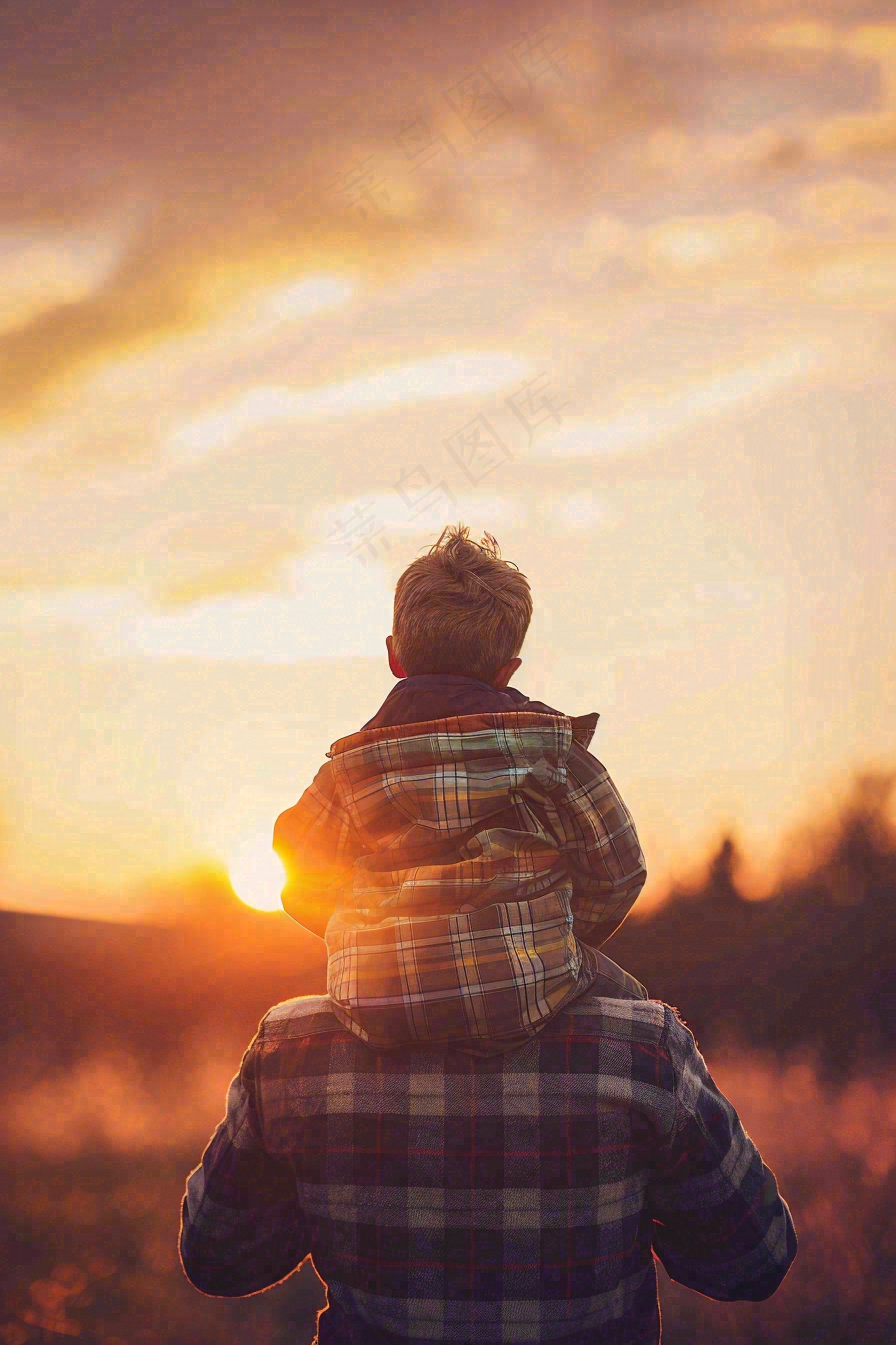 父亲节爸爸和孩子剪影亲情摄影图