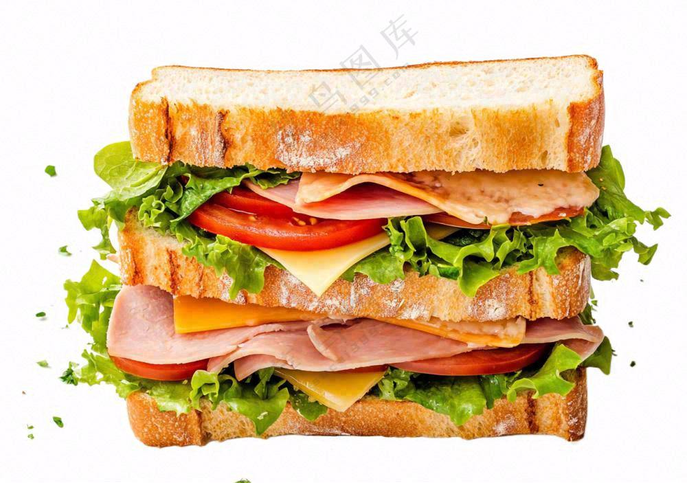 芝士培根三明治美食西餐摄影图免抠