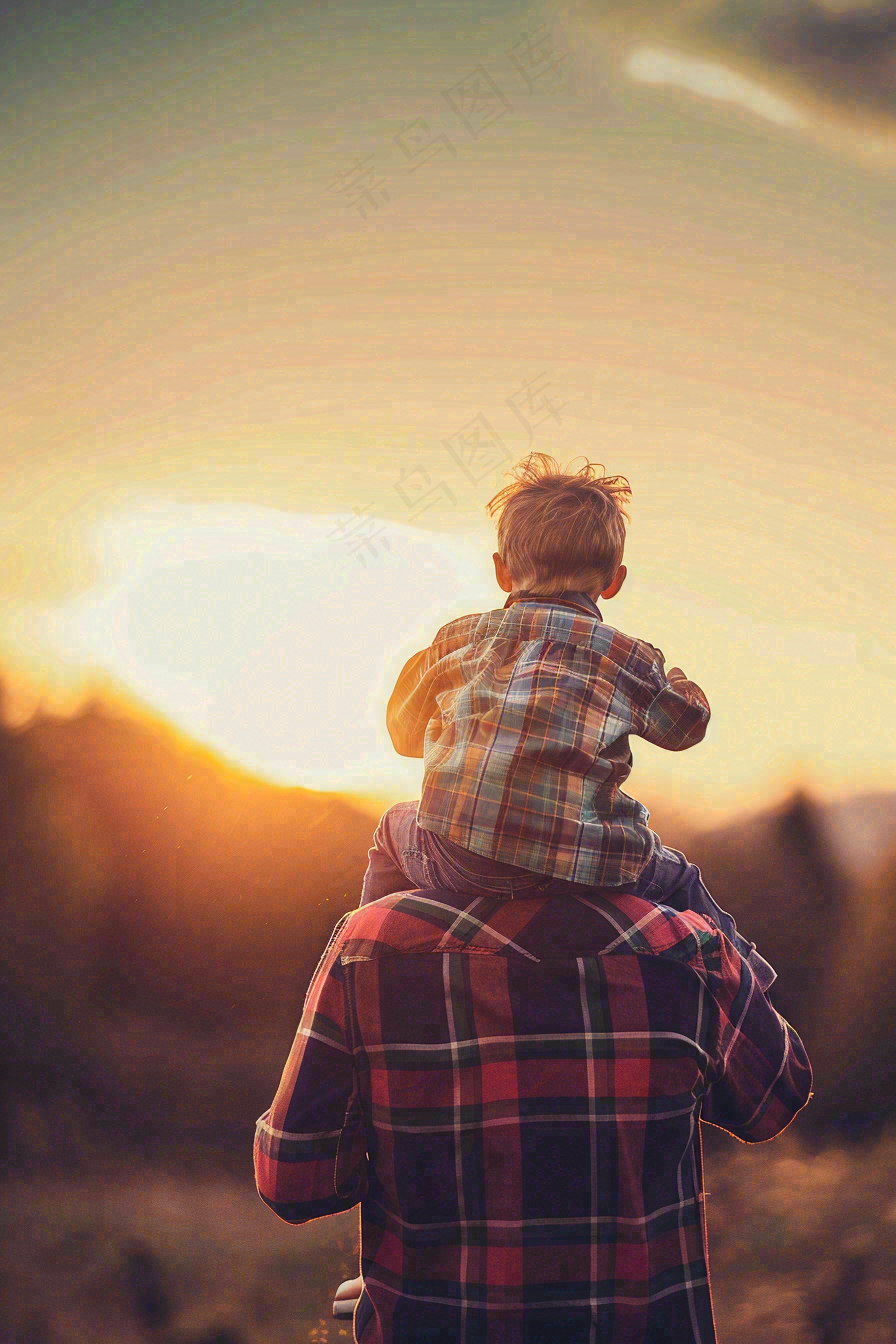 父亲节爸爸和孩子剪影亲情摄影图