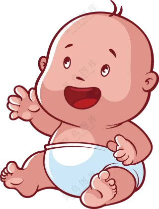 坐着的开心乖宝宝插画创意免抠图片