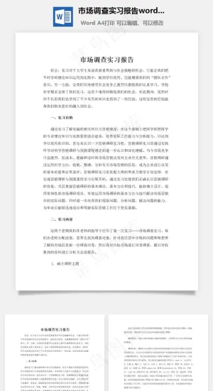 市场调查实习报告word文档预览图