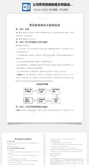 公司费用报销制度及报销流程word文档预览图