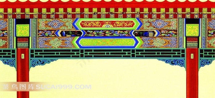 中国传统建筑房梁中国古典吉祥图案纹饰