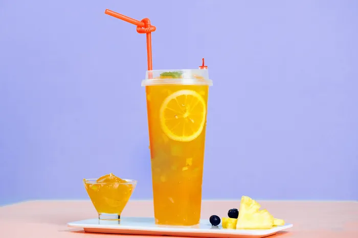 奶茶照片拍摄果汁 柠檬柚子菠萝水果茶