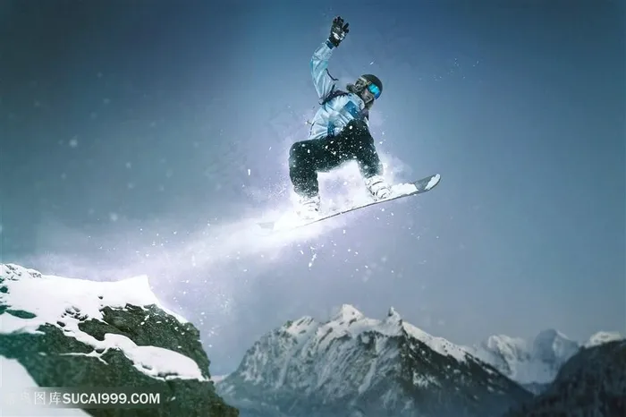 跳跃滑雪的人物高清图片