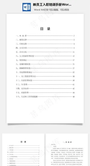 新员工入职培训手册Word文档预览图