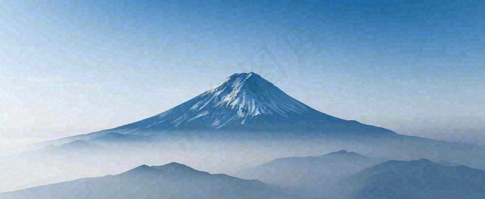 雪山山脉云层云端意境冰山，自然风景冬天蓝天白云摄影图