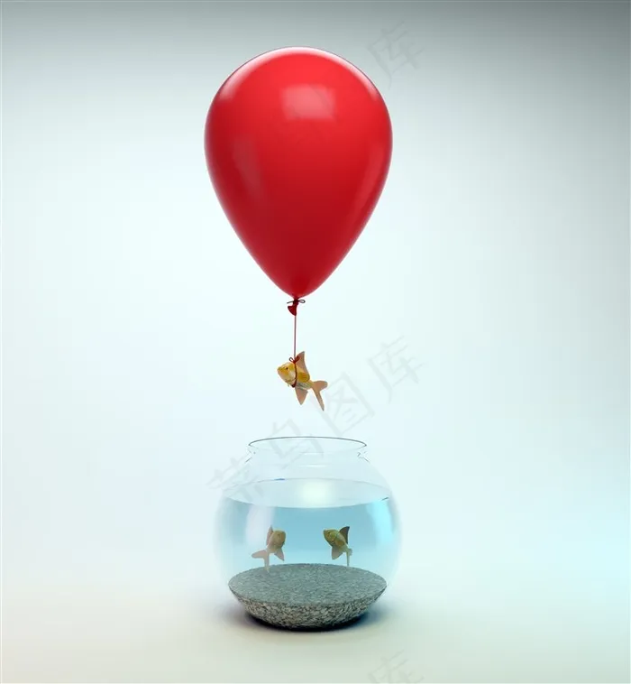 吊在气球上的小鱼高清图片